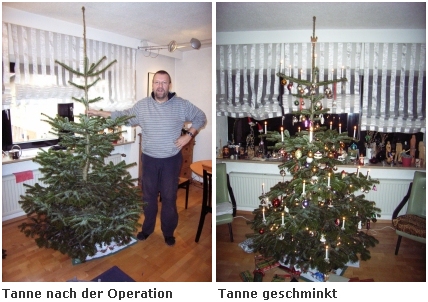 Tanne nach der Operation und geschminkt